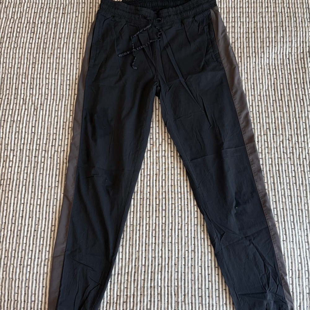 Fabletics Black Joggers with Charcoal Accent